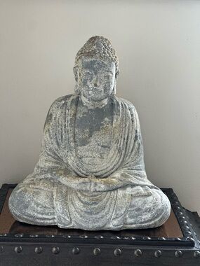Gray Stone Buddha Statue Home Art Accent